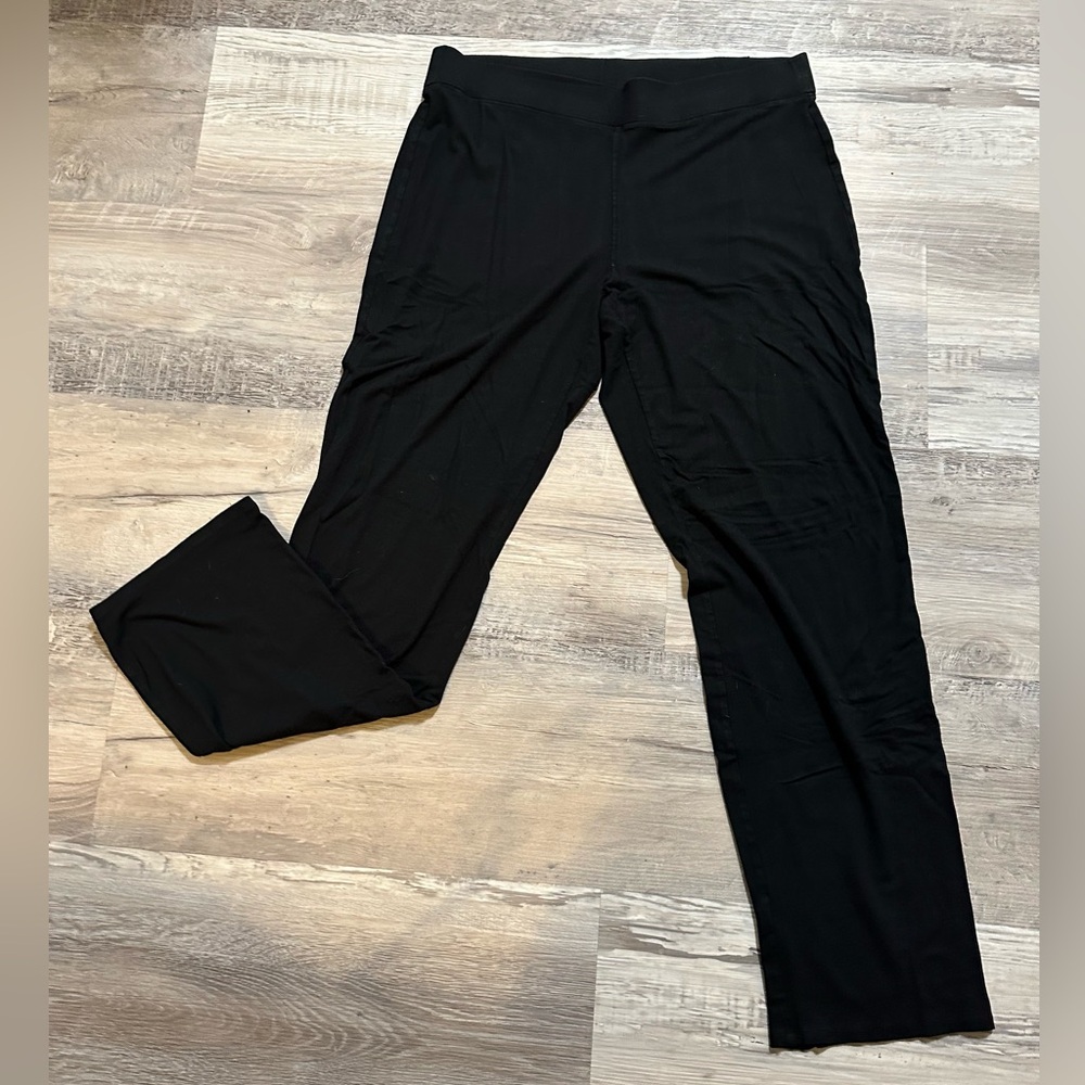 Eileen Fisher Jersey Easy Fit Viscose Straight Leg Pant Black Women’s Medium